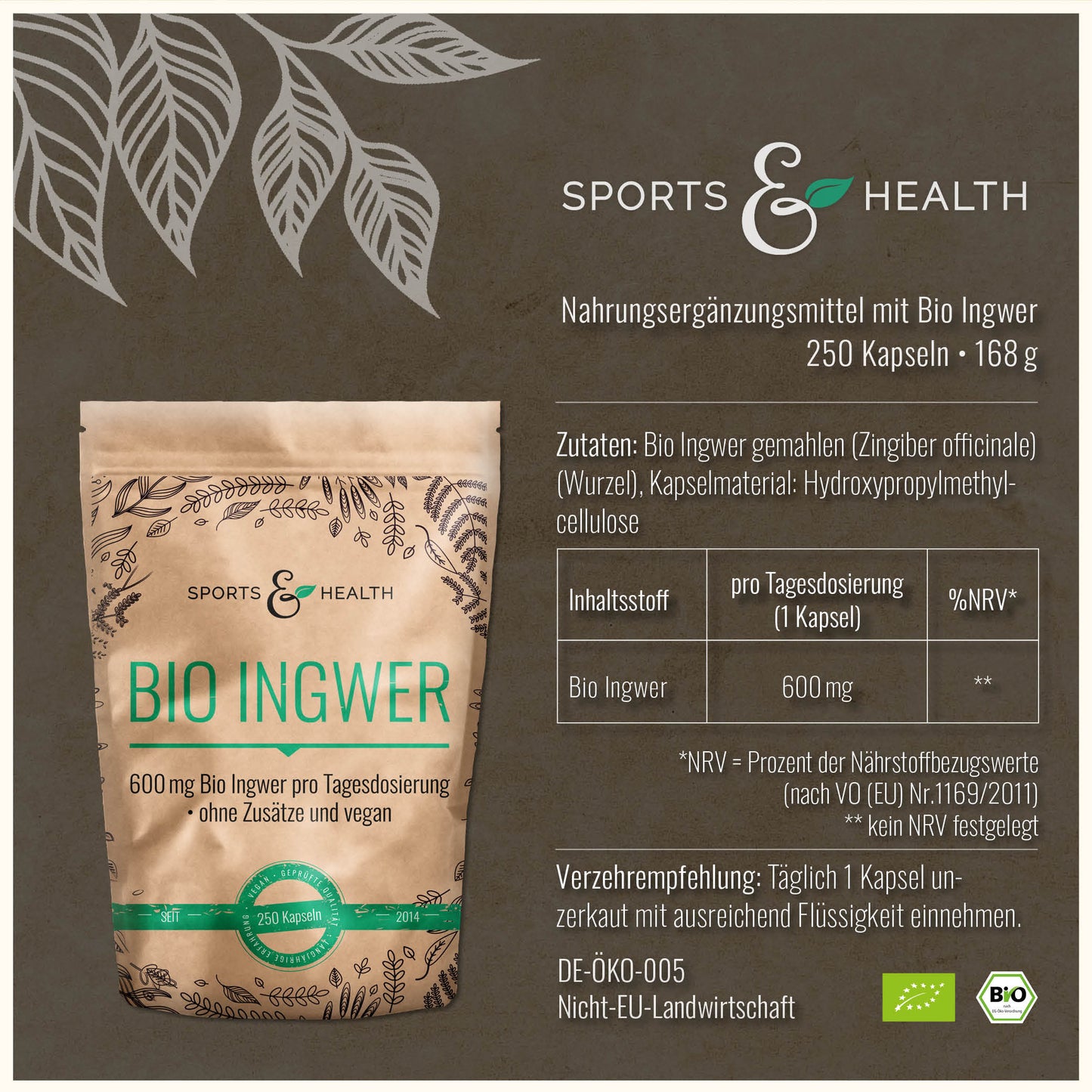 Bio Ingwer Kapseln - DE-ÖKO-005