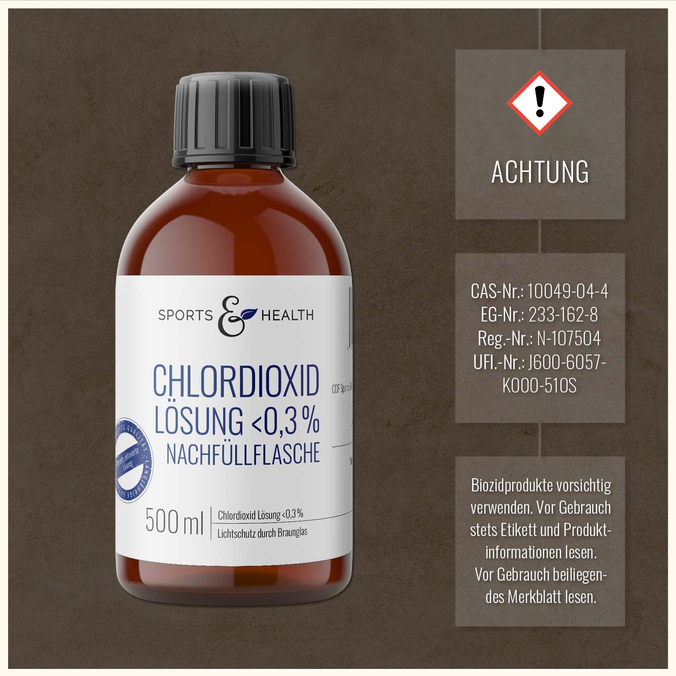 Chlordioxid Lösung - <0,3% Nachfüllflasche