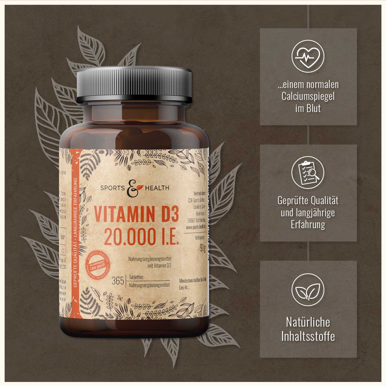 Vitamin D3 Tabletten - 20.000 IE