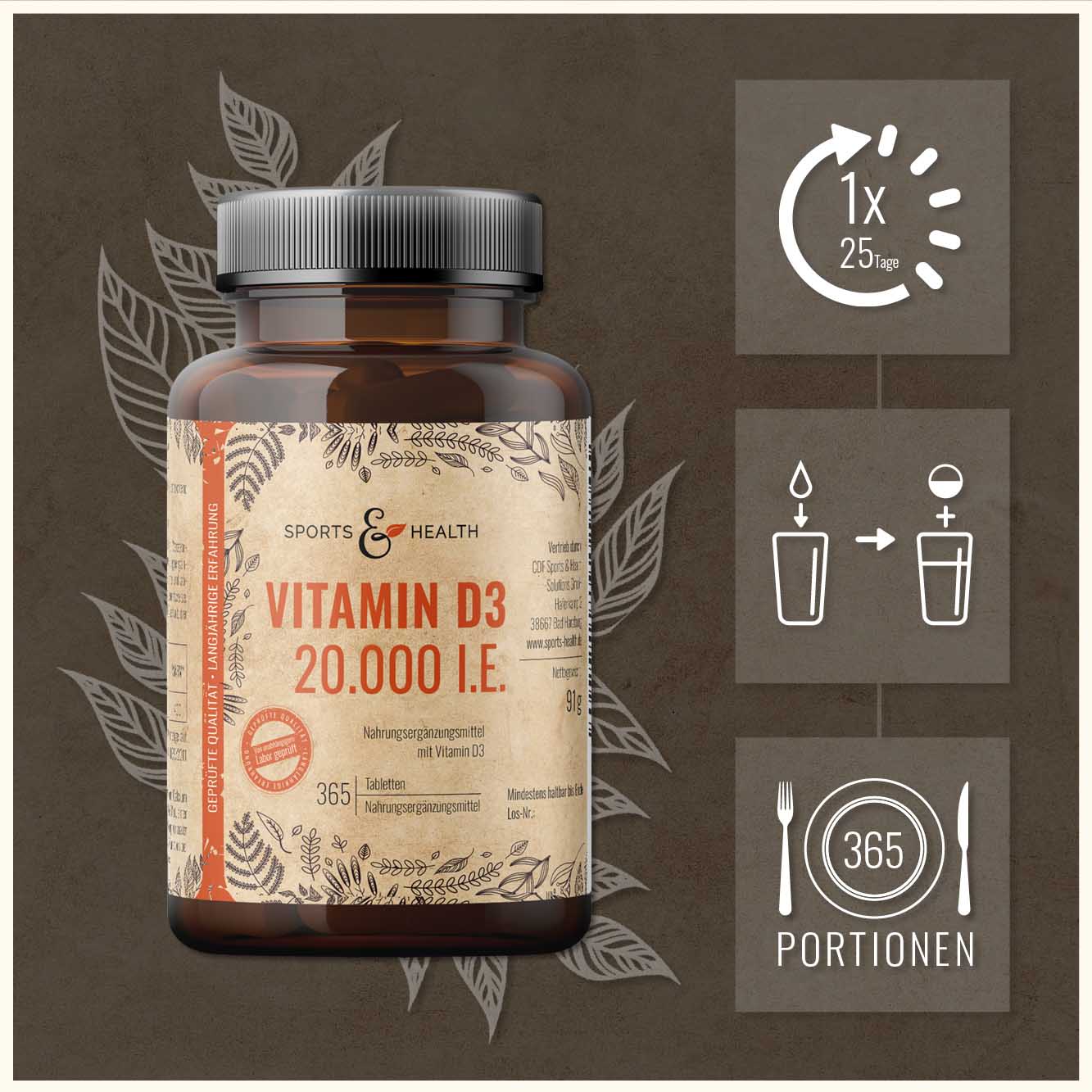 Vitamin D3 Tabletten - 20.000 IE