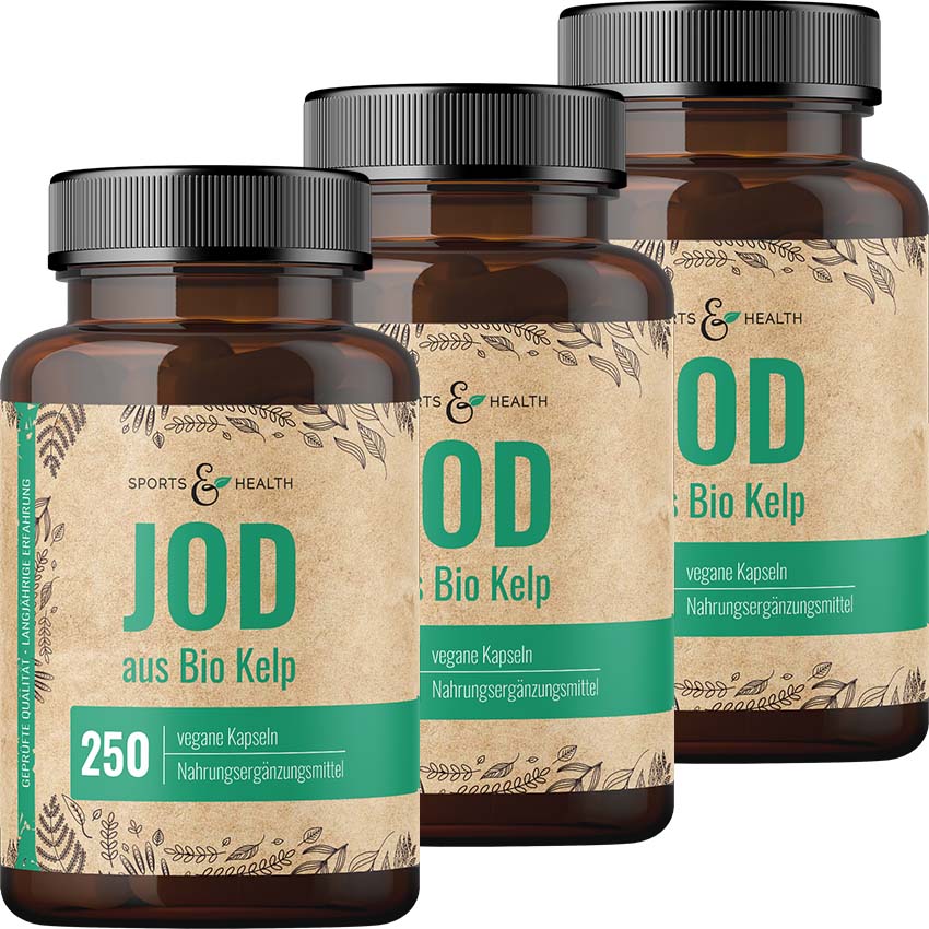 Jod aus Bio Kelp -  DE-ÖKO-005 - 250 Kapseln -  Natürliches Jod