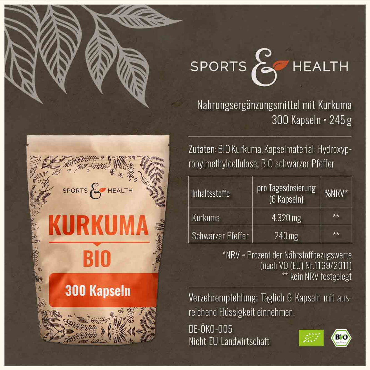 Bio Kurkuma Kapseln -  DE-ÖKO-005