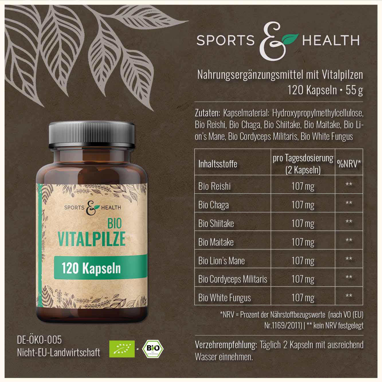 Bio Vitalpilze Kapseln DE-ÖKO-005