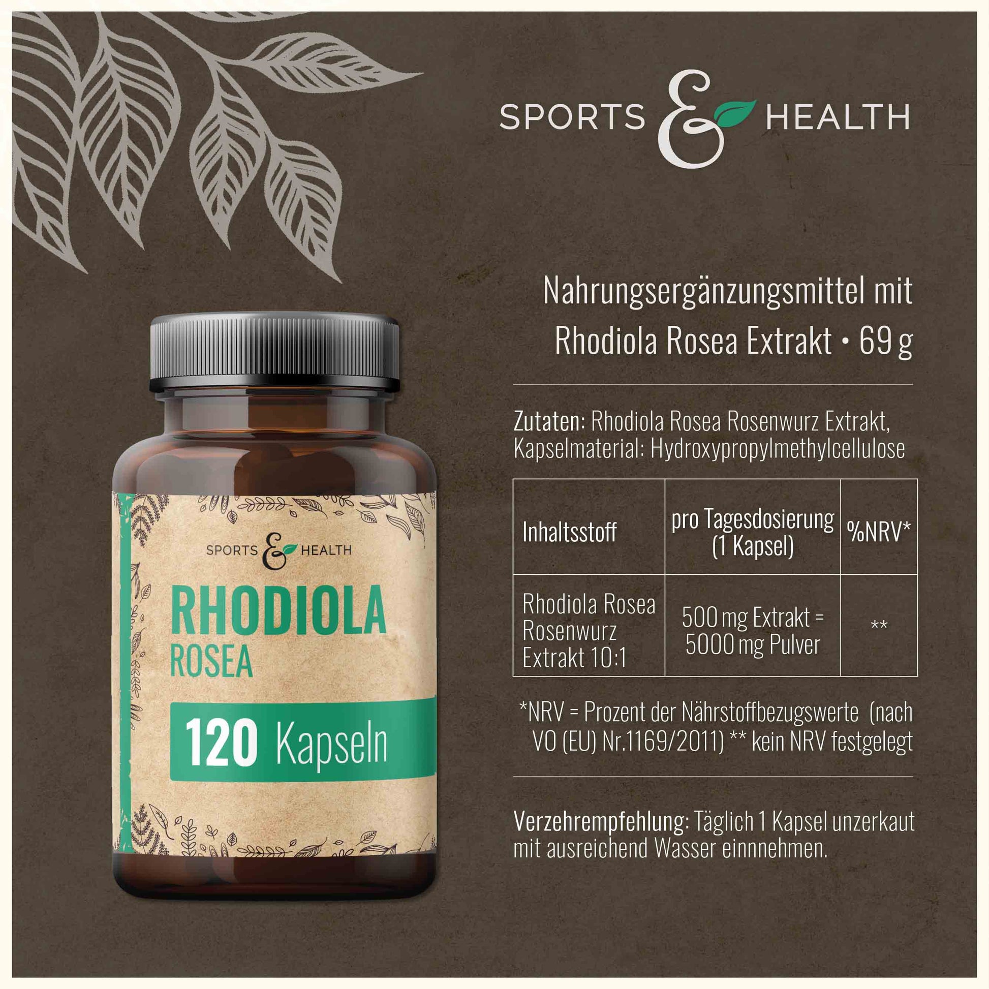 Rhodiola Rosea Kapseln von Sports&Health – Sports & Health Shop