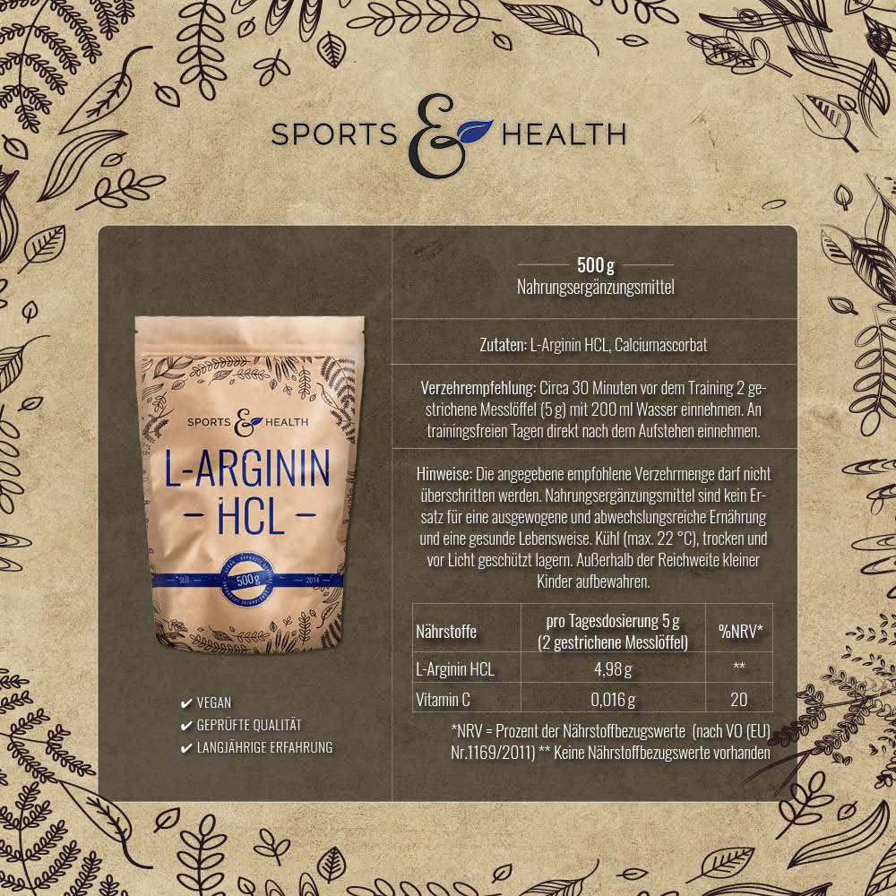 L-Arginin HCL von Sports&Health – Sports & Health Shop