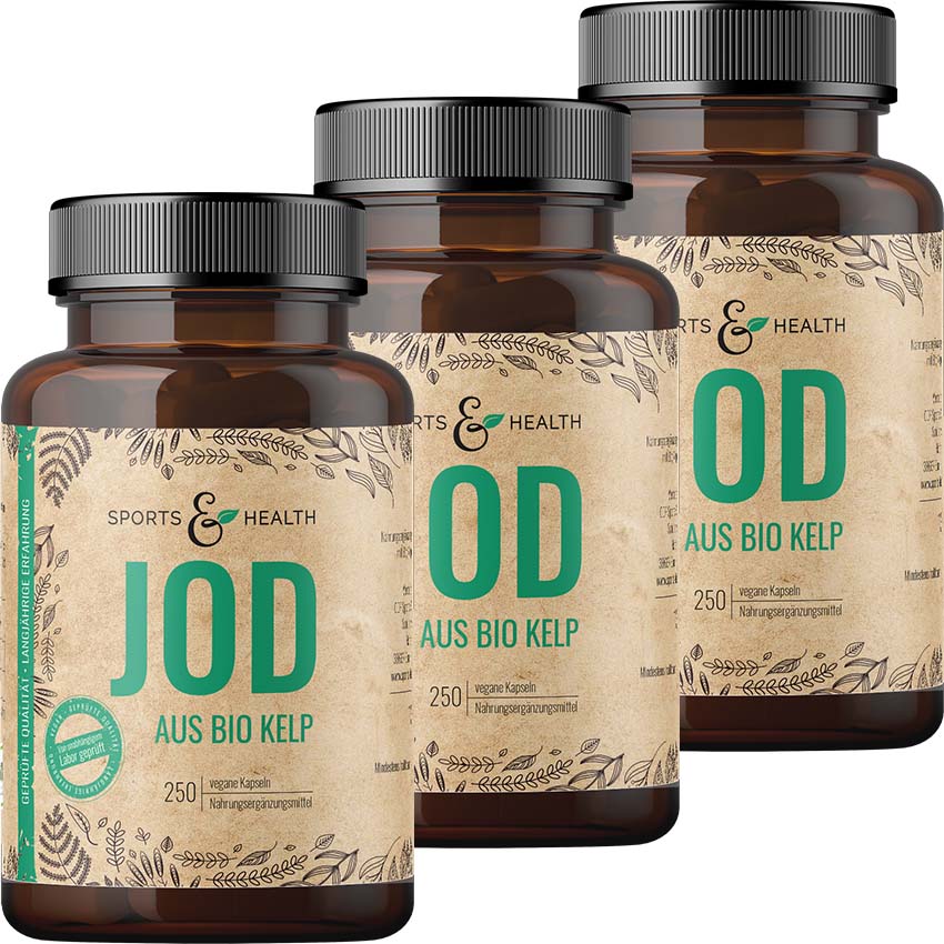 Jod aus Bio Kelp -  DE-ÖKO-005 - 250 Kapseln -  Natürliches Jod