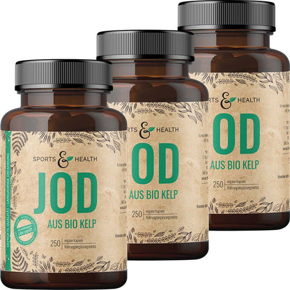 Jod aus Bio Kelp -  DE-ÖKO-005 - 250 Kapseln -  Natürliches Jod